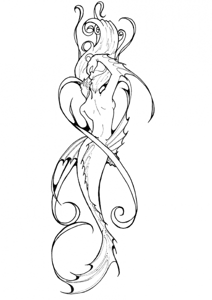 Mermaid Tattoo coloring page image