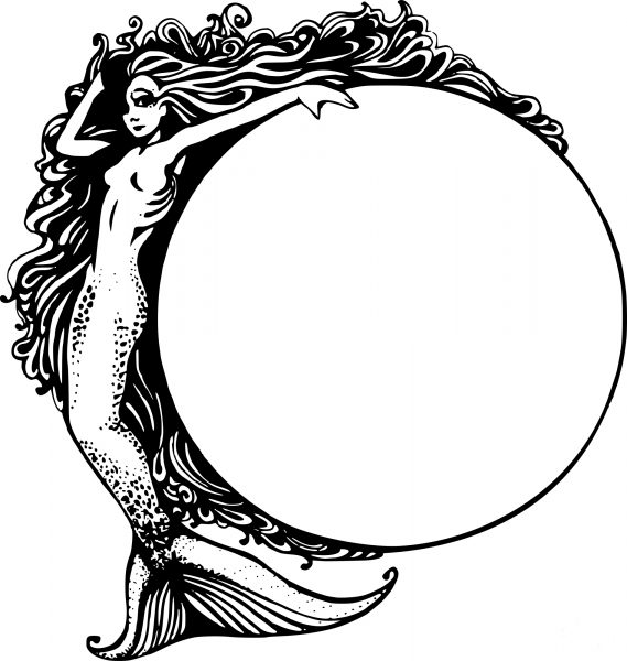 Mermaid with a Circle coloring page image