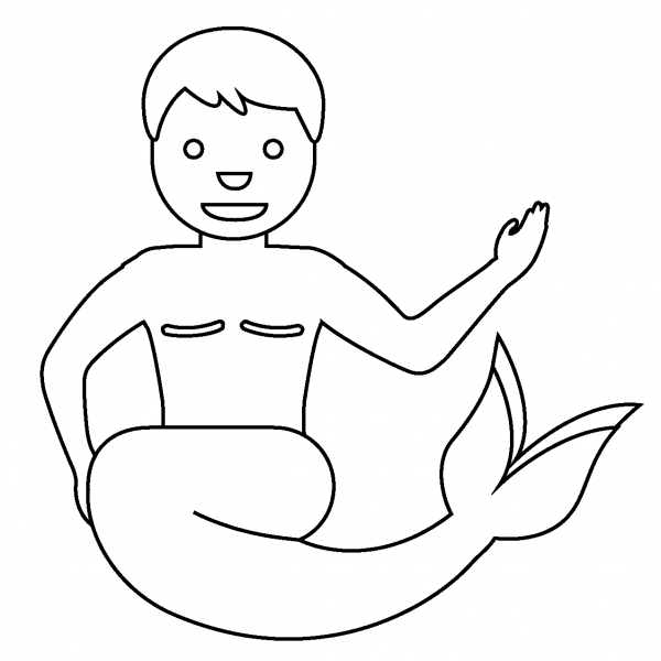 Merman Emoji coloring page image