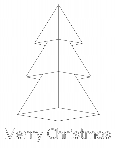Merry Christmas Card with Christmas Tree coloring page image