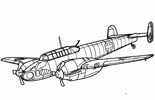 Messerschmitt Bf 110 heavy fighter aircraft coloring page image
