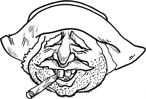 Mexican Man Smoking a Cigar coloring page image