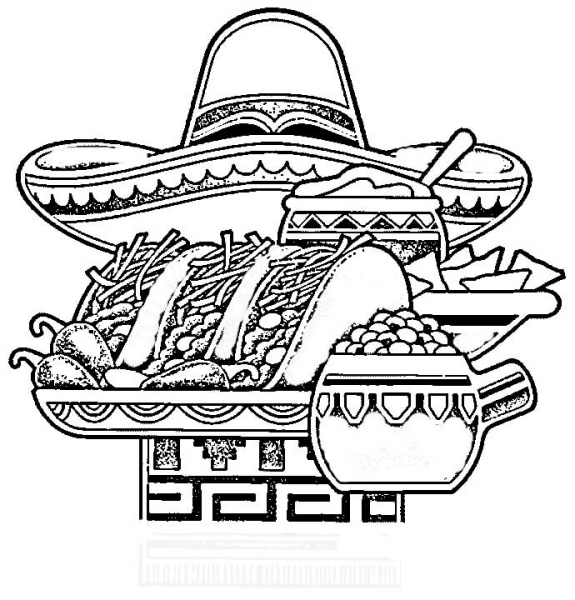 Mexican National Food  coloring page image