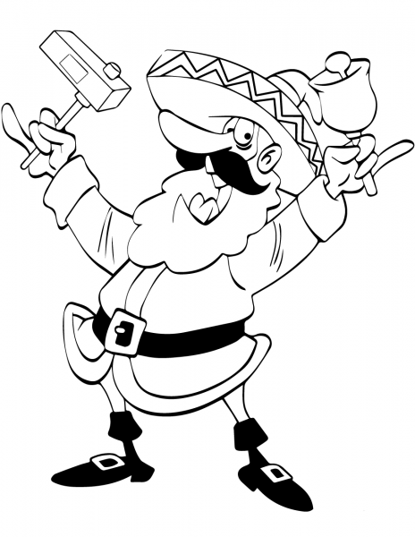 Mexican Santa Claus coloring page image