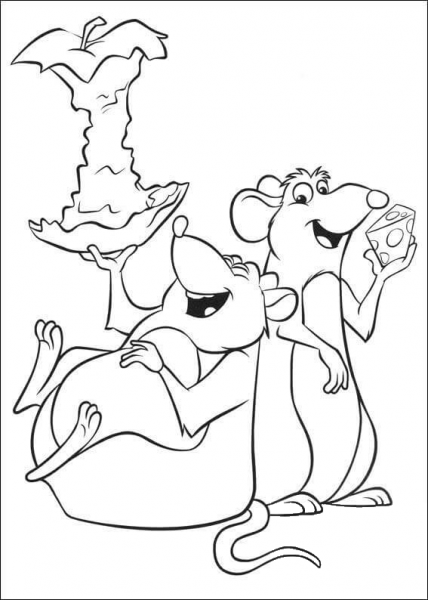 Mice are Happy To Eat Apples  coloring page image