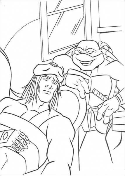 Michelangelo and Casey Jones coloring page image