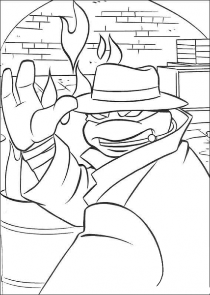 Michelangelo in a trench coat coloring page image