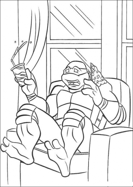 Michelangelo Is Shocked  coloring page image
