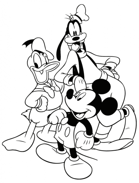 Mickey, Donald and Goofy  coloring page image