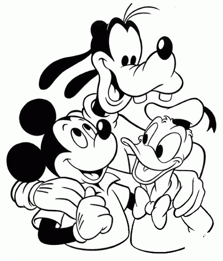Mickey, Goofy and Donald  coloring page image