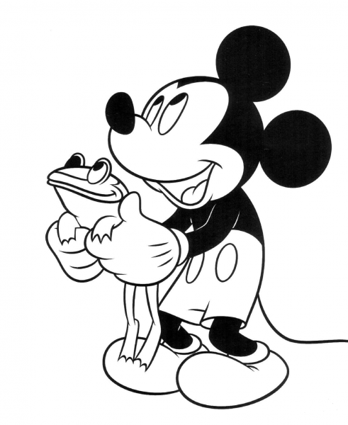 Mickey Mouse And Frog  coloring page image