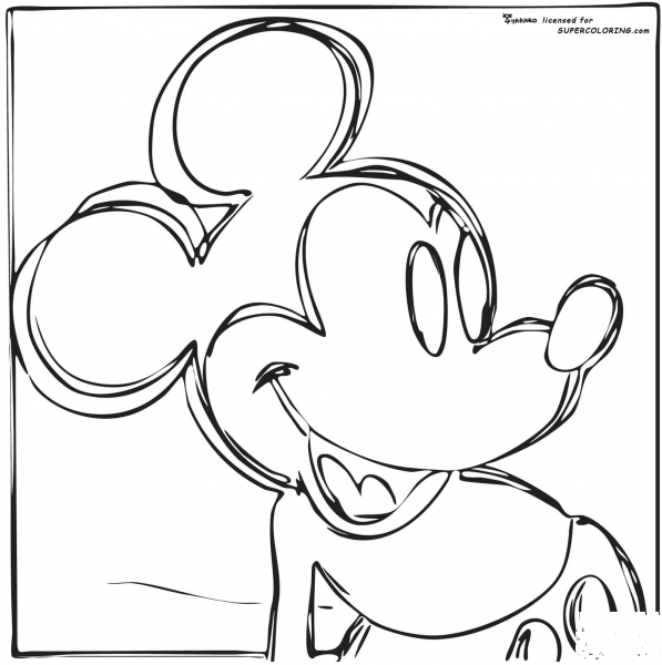 Mickey Mouse By Andy Warhol  coloring page image