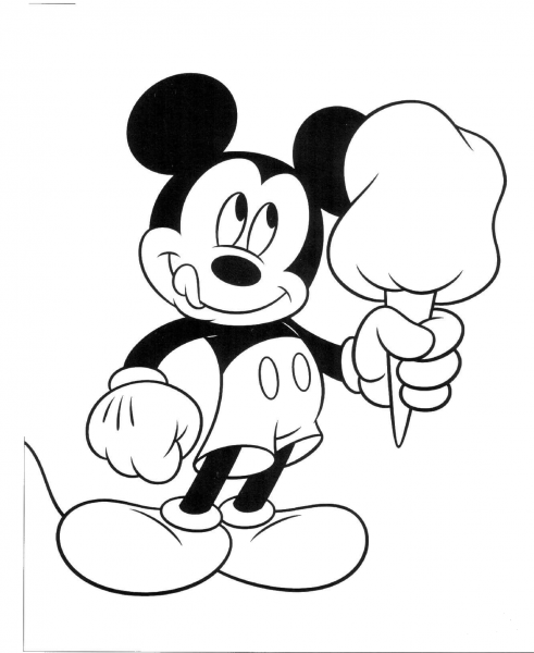 Mickey With Huge Ice Cream  coloring page image