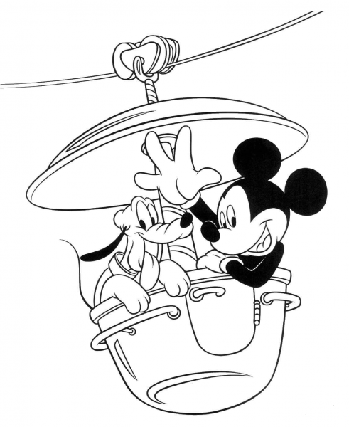 Mickey With Pluto  coloring page image