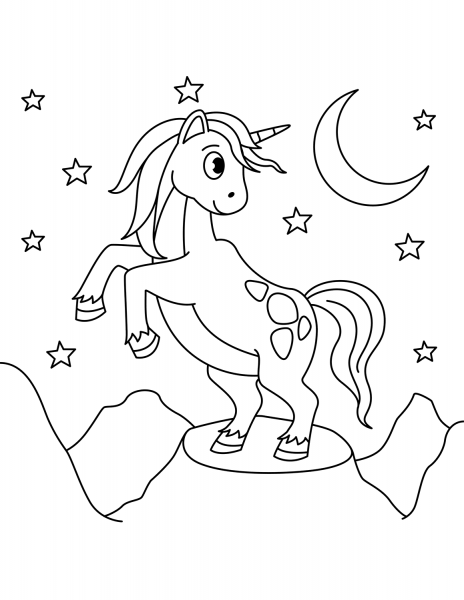 Midnight Unicorn coloring page image