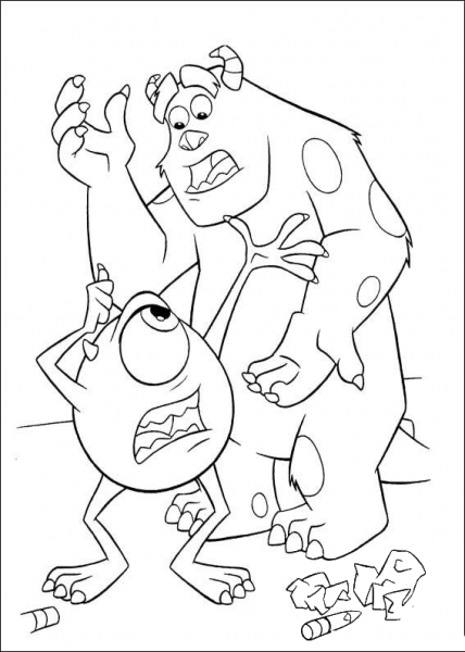 Mike And Sulley  coloring page image