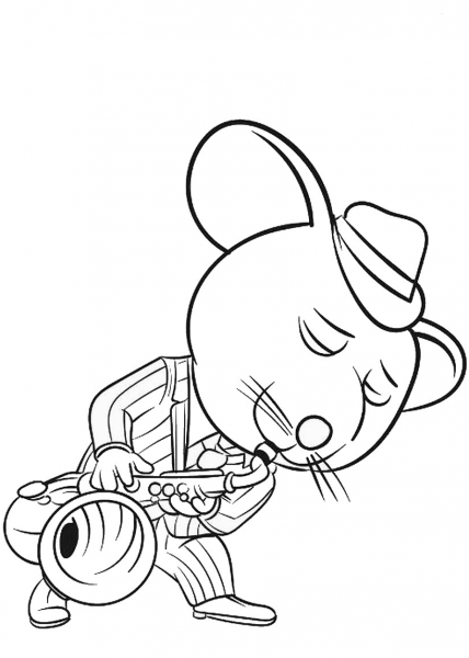 Mike Playing Saxophone coloring page image
