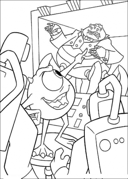 Mike Wazowski Meets Mr. Waternoose coloring page image