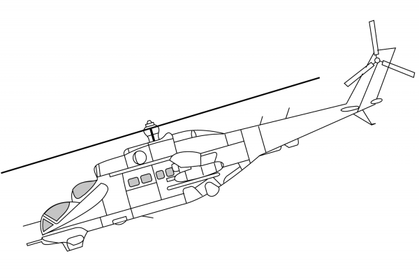 Mil Mi-24 Helicopter coloring page image