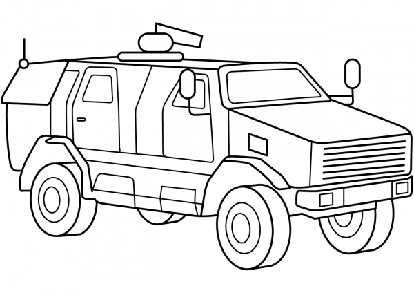 Military Armored MRAP Vehicle coloring page image