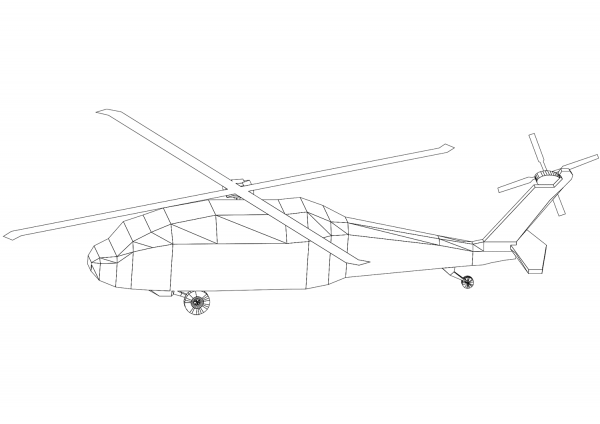 Military Helicopter coloring page image