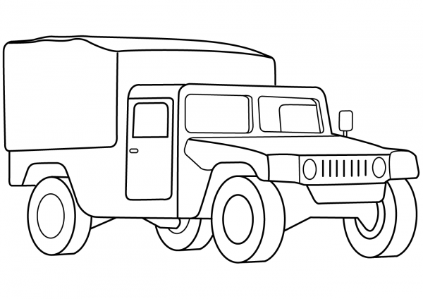 Military Medical Vehicle coloring page image
