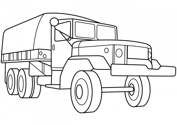 Military Troop Transport Truck coloring page image
