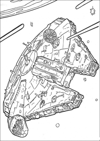 Millennium Falcon coloring page image
