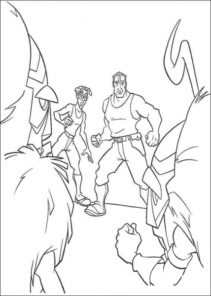Milo and Rourke are ready to fight coloring page image