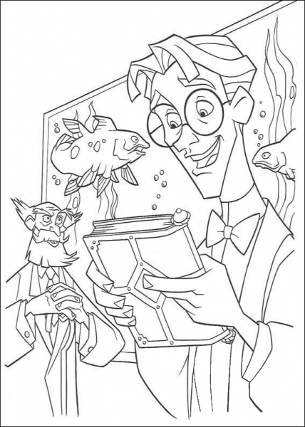 Milo is glad to see the book coloring page image