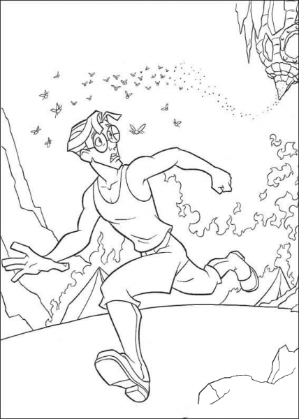 Milo is running from the bee  coloring page image