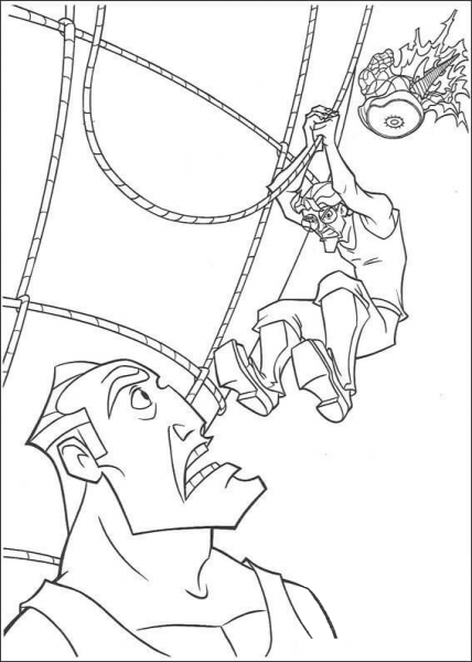 Milo Tries To Kick Rourke coloring page image