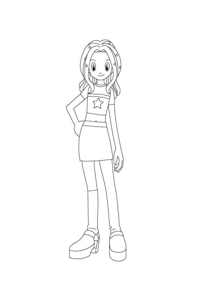Mimi Tachikawa Is Waiting With Her Hand On Her Hip coloring page image