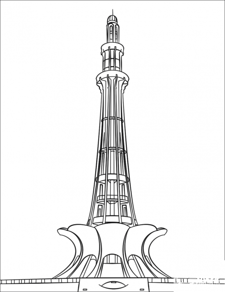 Minar-e-Pakistan coloring page image