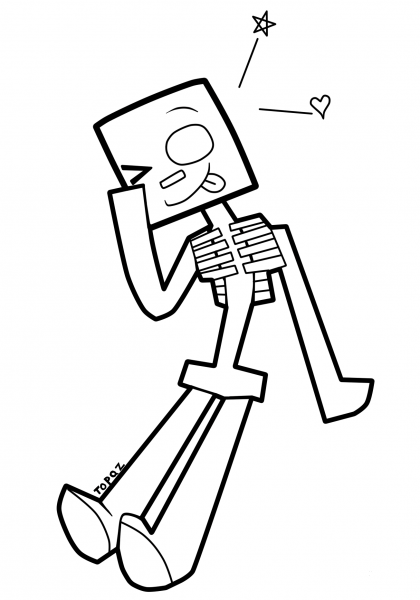 Minecraft Cartoon Skeleton coloring page image