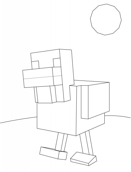 Minecraft Chicken coloring page image