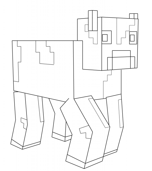 Minecraft Cow coloring page image