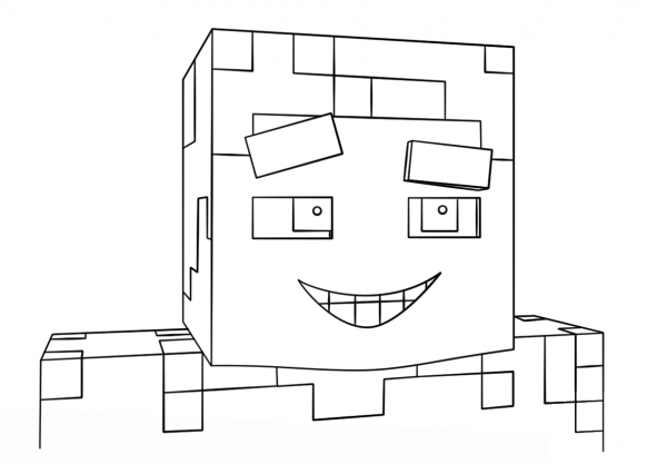 Minecraft Smiling Steve coloring page image