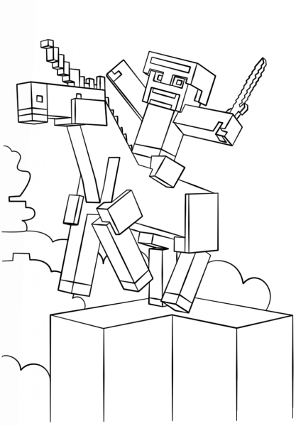 Minecraft Unicorn coloring page image