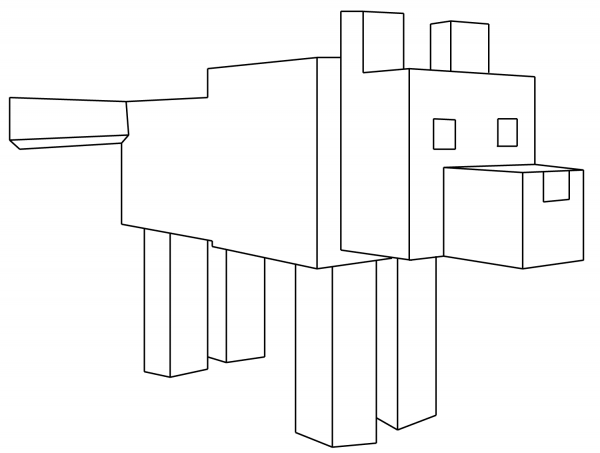Minecraft Wolf coloring page image
