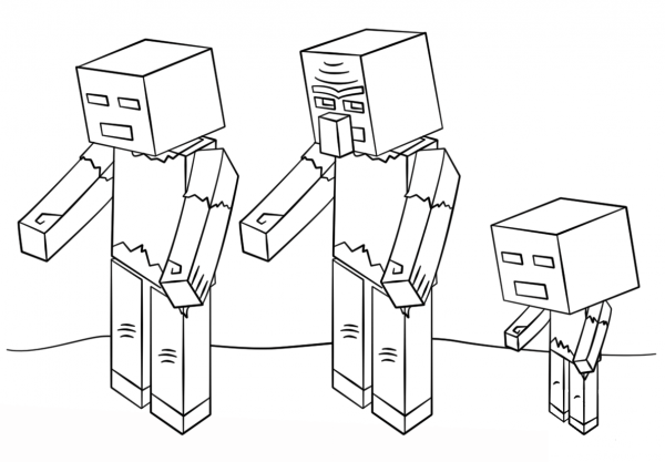Minecraft Zombies coloring page image