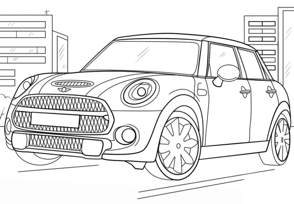 Mini Cooper coloring page image