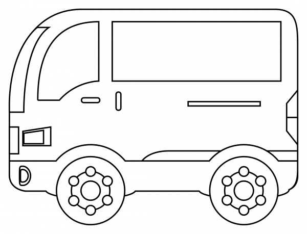 Minibus coloring page image