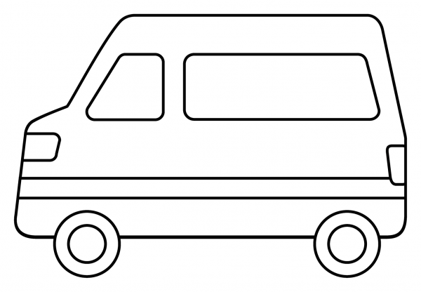 Minibus Emoji coloring page image