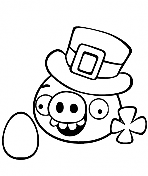 Minion Pig dressed as a Leprechaun coloring page image