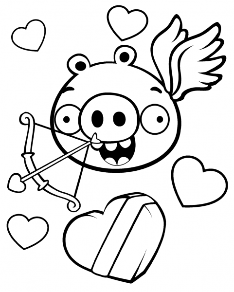 Minion Pig Valentine Theme coloring page image