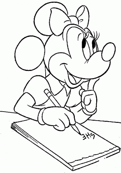 Minnie Is Writing  coloring page image