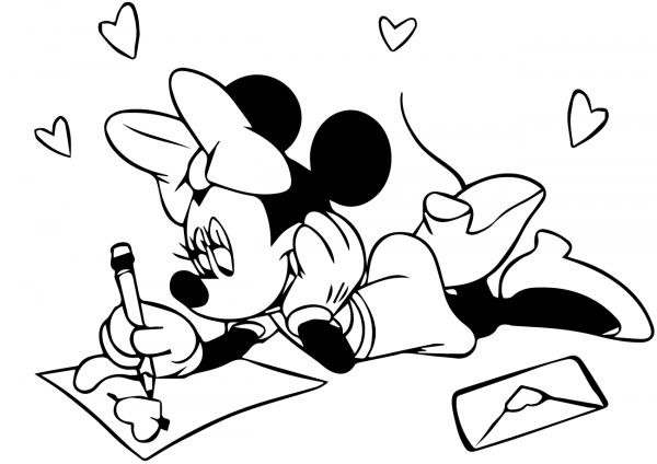 Minnie Preparing for Valentine’s Day coloring page image