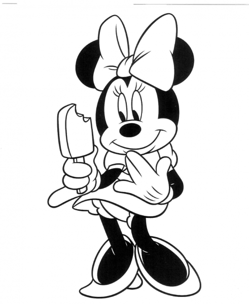 Minnie With Ice Cream  coloring page image