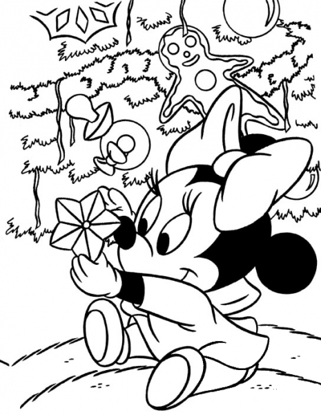 Minnie with the decoration star  coloring page image